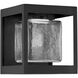 Square Box LED Textured Black Outdoor Sconce in Clear with Hammered Texture, Square Box